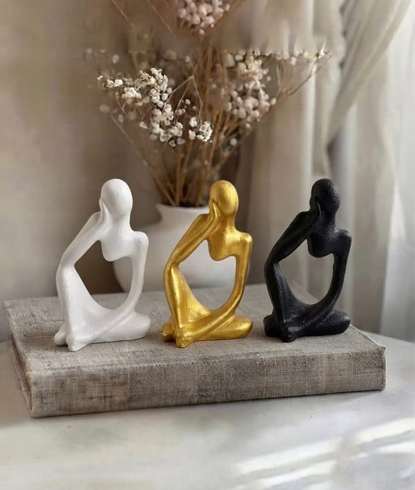 The Tricolor Minimalist 3-Piece Thinker Statue Set