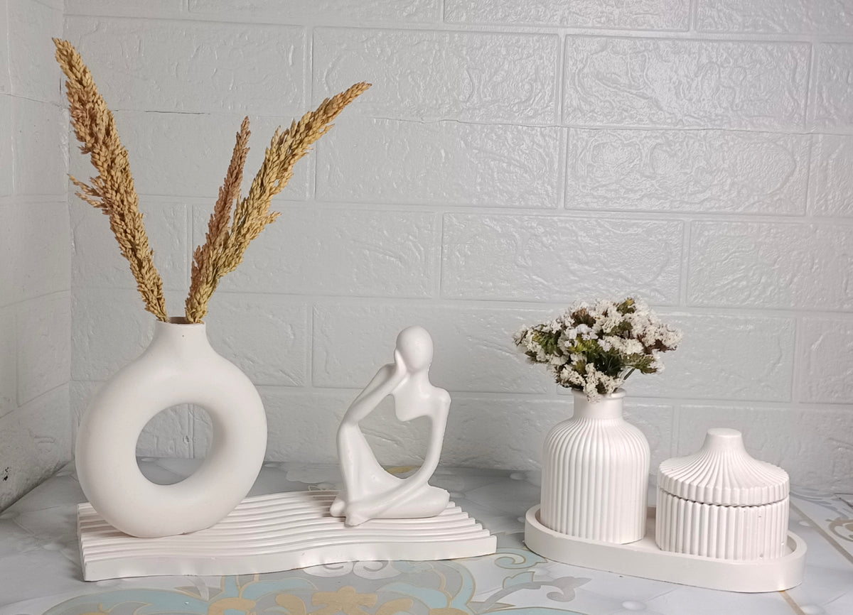 Handcrafted Grand Minimalist Decor Set (Mega Combo Tray & Statue Collection)