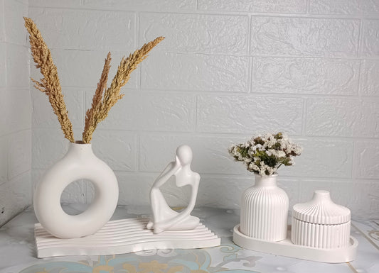 Handcrafted Grand Minimalist Decor Set (Mega Combo Tray & Statue Collection)