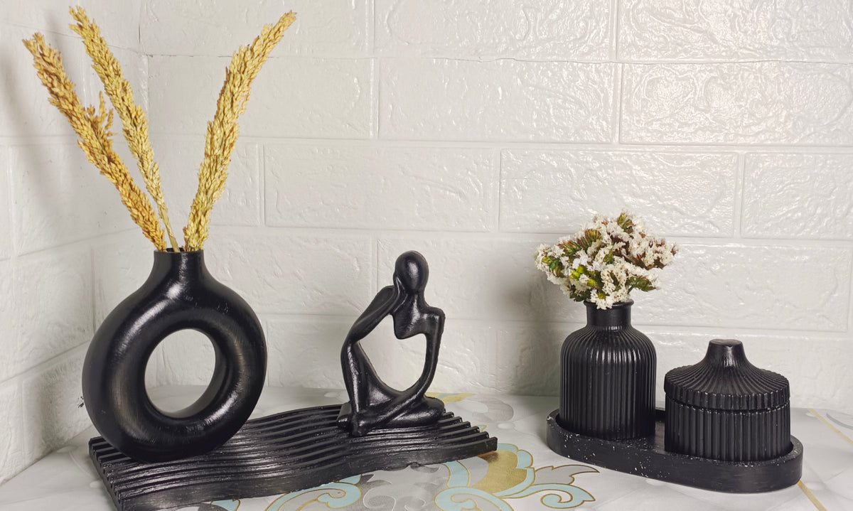 Handcrafted Grand Minimalist Decor Set (Mega Combo Tray & Statue Collection)