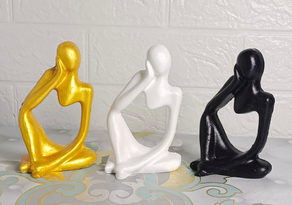 The Tricolor Minimalist 3-Piece Thinker Statue Set