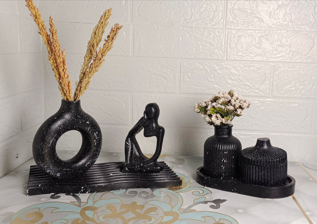 Handcrafted Grand Minimalist Decor Set (Mega Combo Tray & Statue Collection)